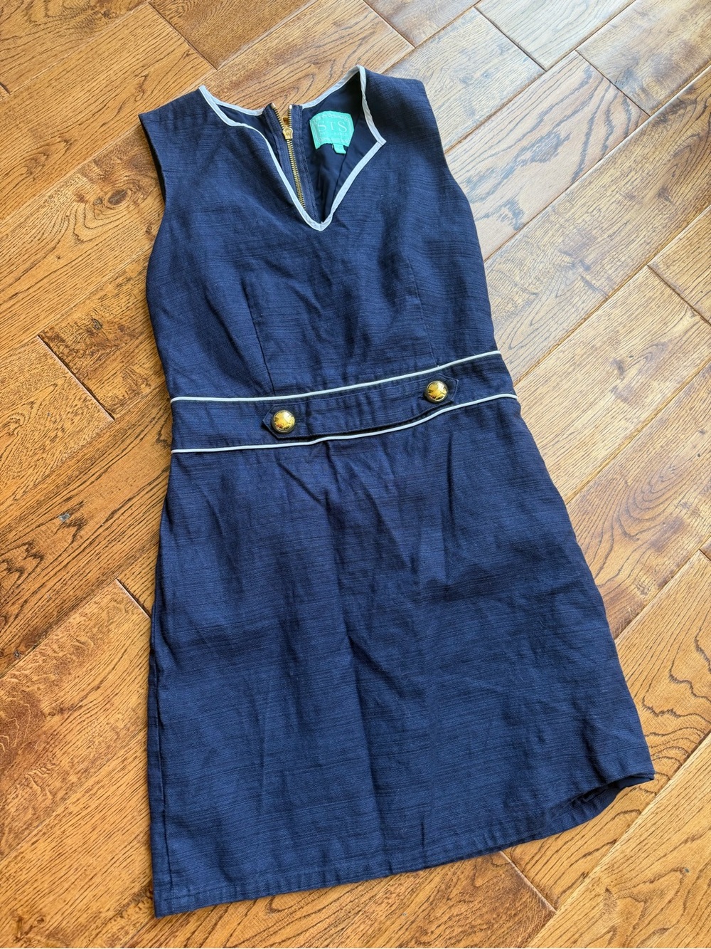 Sail to Sable Navy Sailor Style Linen Blend Sleeveless Dress size 2 flawless